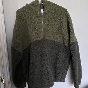 PINK Victoria's Secret Olive Sherpa Hoodie